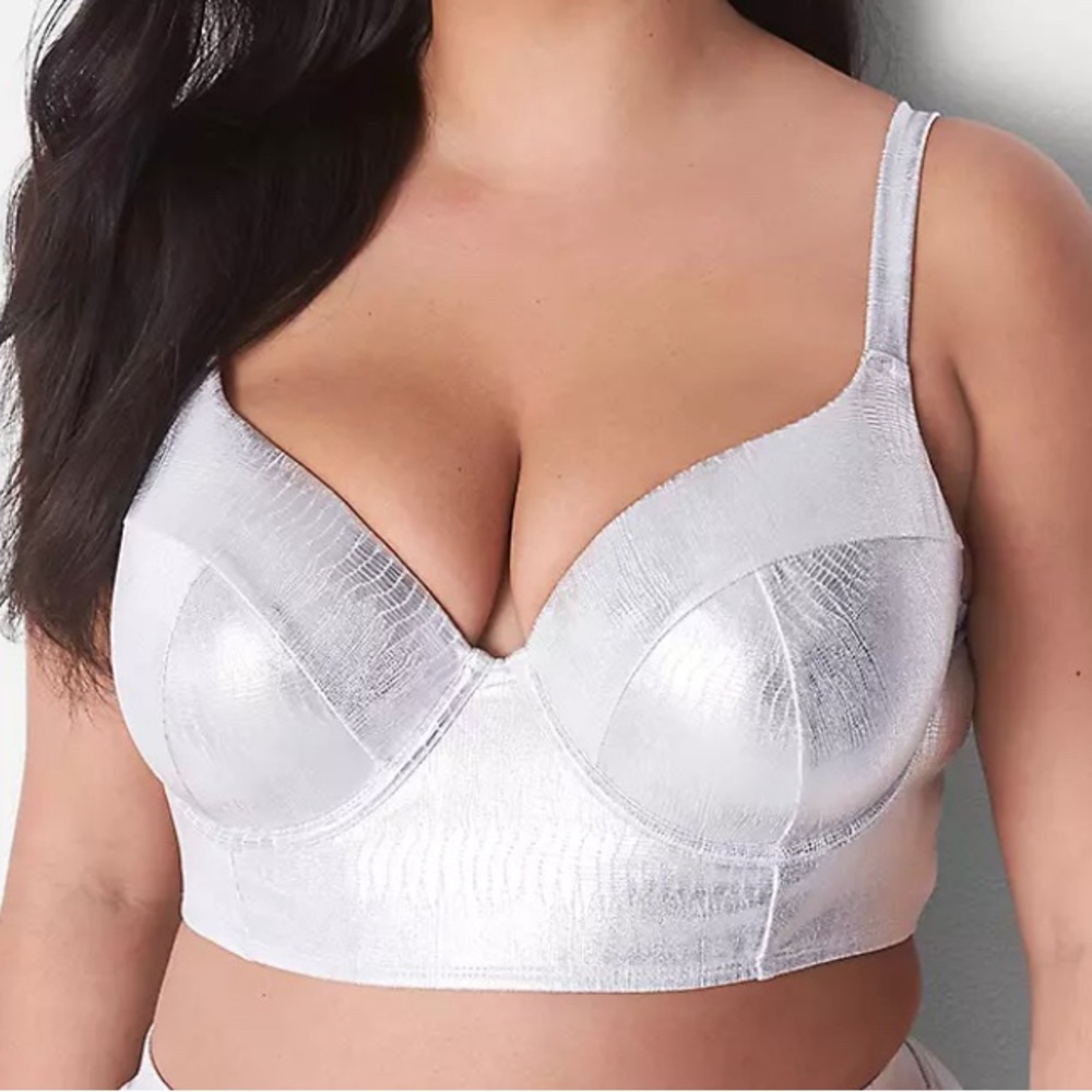 40DD Animal print silver foil swim top